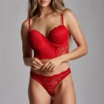 MA6025-Bustier tasa soft de puntilla y microfibra con less.