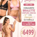 Frashe Art. 706 Conjunto Bralette Cintura Ancha Con Tanga De Puntilla. Talles 85-90 y 100