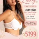 Lody Art. 5153 Corpiño microfibra y encaje con bretel desmontable. Talles 85 al 95 