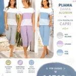 Lencatex Art. 26727 Pijama dama algodon con pantalon capri. Talles 1- 2 y 5