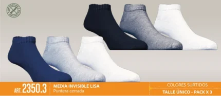 Dufour Art. 2350.3 Soquete algodon invisible pack x 3 $ 8999 la docena
